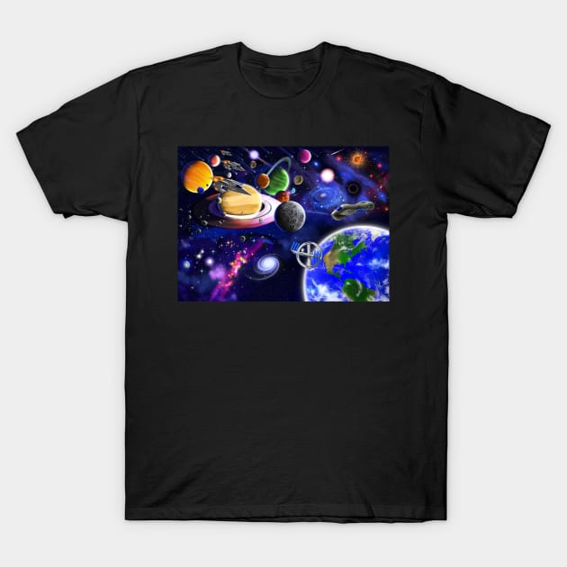 Future Cosmic Voyages T-Shirt by GeraldNewtonArt